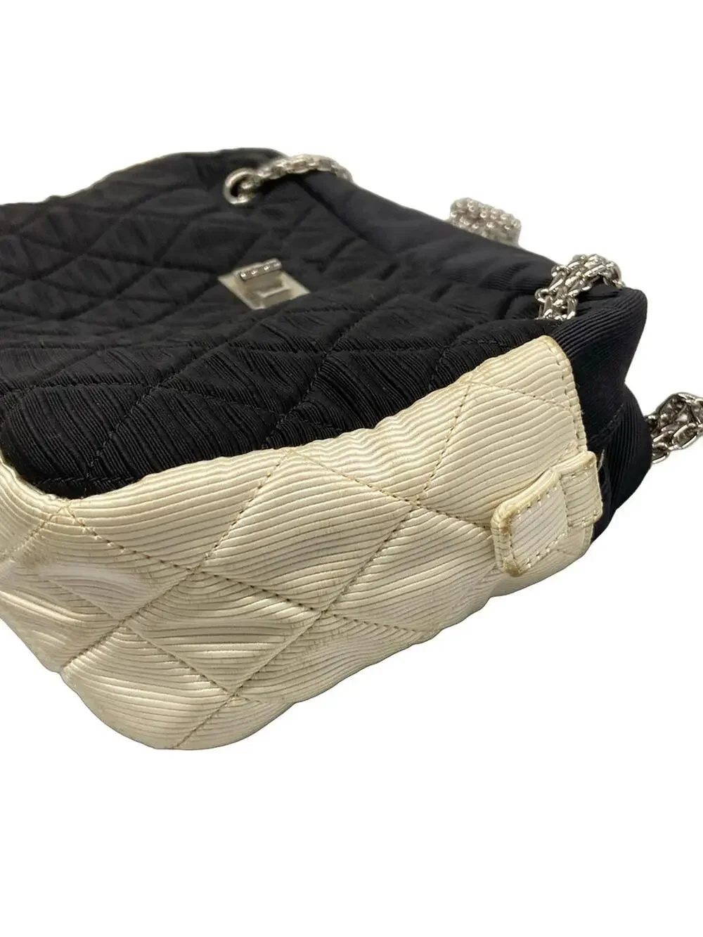 Chanel 2.55 Matelass Black White Nylon #295569C96B